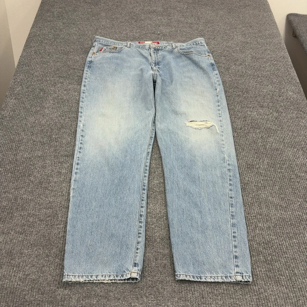 Vintage Guess Jeans Men 42 Light Blue Cotton Distressed Denim Relaxed Streetwear